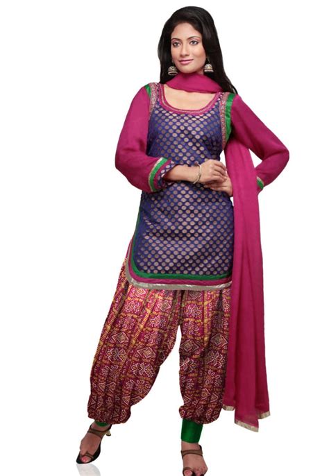 Women Utsav Fashion Punjabi Style Chanderi Brocade Punjabi Suit In