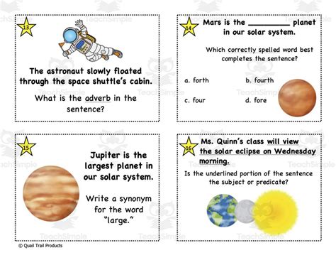 Grade 4 ELA Solar System Task Cards by Teach Simple