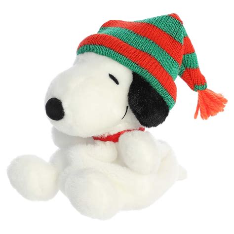 Aurora World Plush Palm Pals Snoopy Red And Green Beanie Peanuts