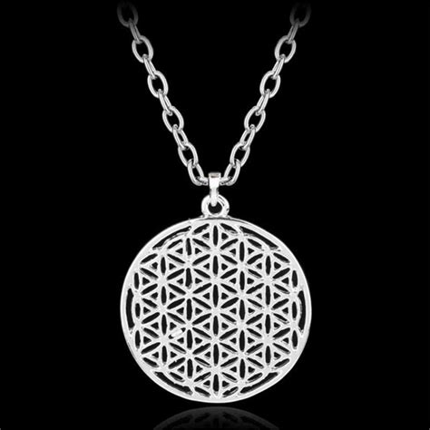 Silver Flower Of Life Necklace Sacred Geometry Pendant