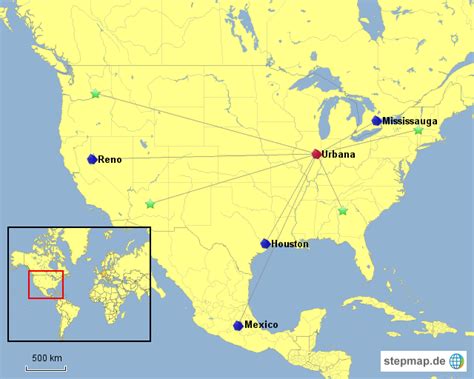 StepMap USA Standorte erweitert Landkarte für USA