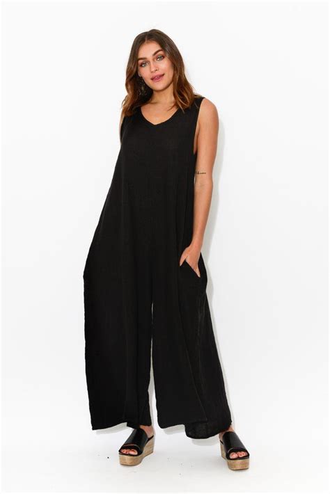 Fay Black Linen Jumpsuit Linen Jumpsuit Black Linen Jumpsuit