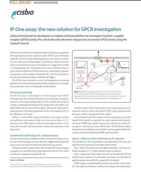 Ip One Assay The New Solution For Gpcr Cisbio Bioassays