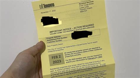 How To Submit Toronto Vacant Home Tax Declaration Yellow Paper By