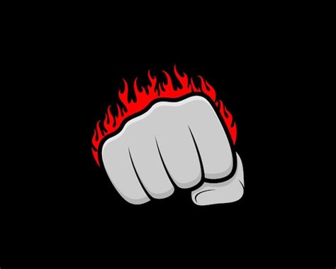 Premium Vector Fist Hand On Fire Flames Vector Illustration