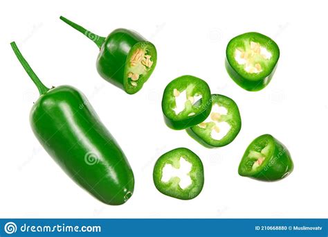 Pimentos De Jalapeno Fatiados Isolados Em Fundo Branco Pimenta Verde