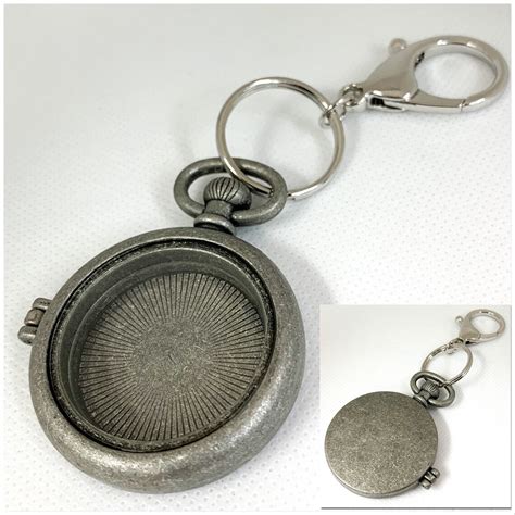 Antique Silver Pocket Watch Style Lobster Clasp Keychain With Etsy Canada