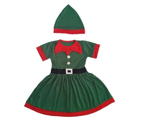 Vestido Infantil DUENDE NATAL C Gorro Fantasia Elo7