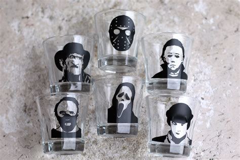 Horror Movie Villain Shot Glasses Set Of 6 Etsy Horror Movies