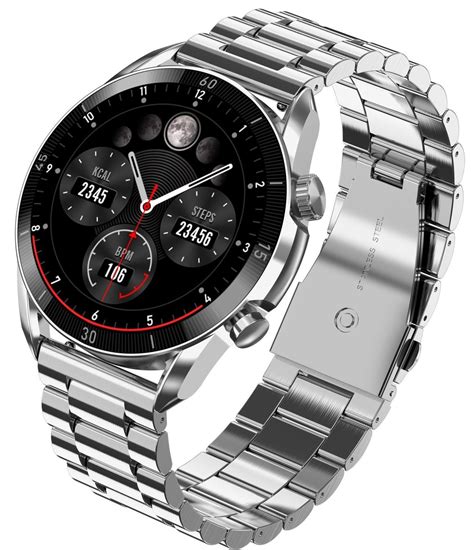 Smartwatch męski Garett V10 srebrny stalowy zegarki diament pl