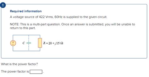 Solved Required Information A Voltage Source Of 422 V