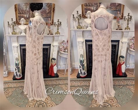 Divine Vintage Nude Lady Rose Downton Abbey Maxi Beaded Etsy