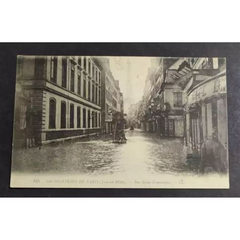 CARTOLINA INONDATIONS DE Paris Janvier 1910 Rue Saint Dominique