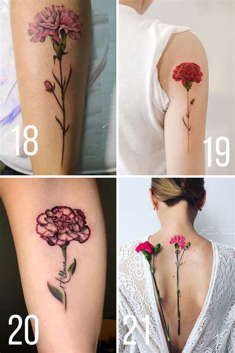 Red Carnation Flower Tattoo