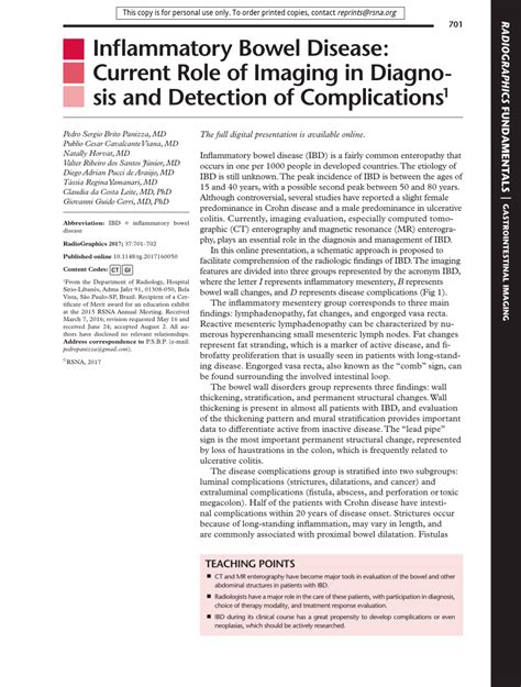 Pdf Inflammatory Bowel Disease Current Role Of Imaging In Diagnosis