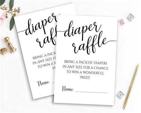 Diaper Raffle Cards Baby Shower Game Printable Diaper Raffle Etsy