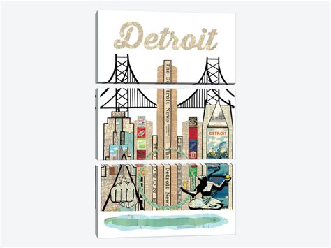 Detroit Skyline Canvas Art Print by Paper Cutz | iCanvas