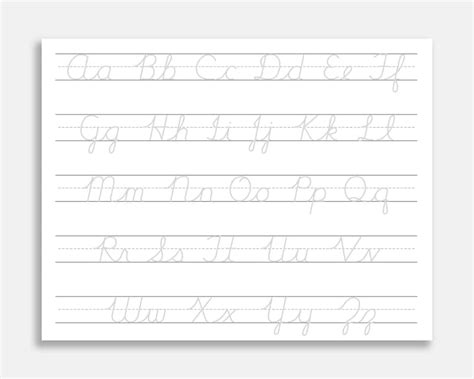 Cursive Alphabet Tracing Worksheet Printable Trace The Etsy Canada