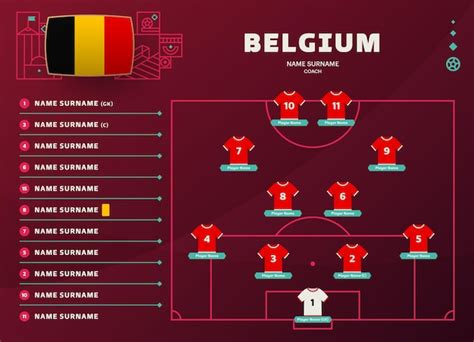 Bélgica alineación mundial fútbol 2022 torneo etapa final vector