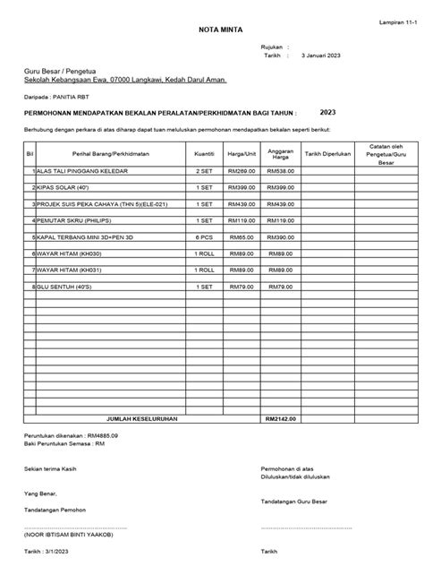 Nota Minta Kosong Pdf