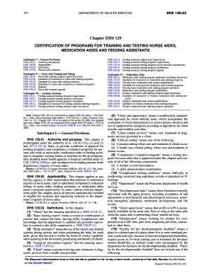 Fillable Online Docs Legis Wisconsin Chapter DHS 129 Wisconsin