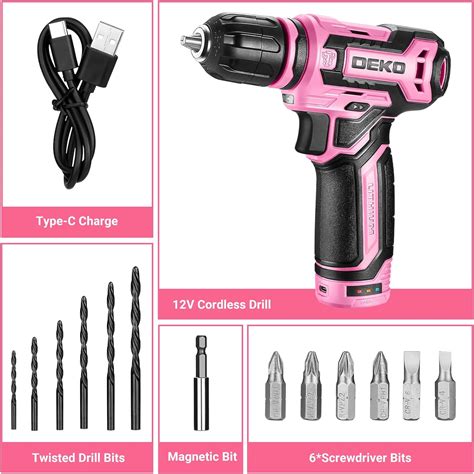 Dekopro V Cordless Drill Set Perfect Pink Power Tool For Handy