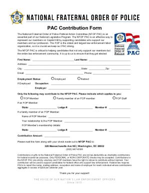 Fillable Online PAC Contribution Form Files Fop Net Fax Email Print