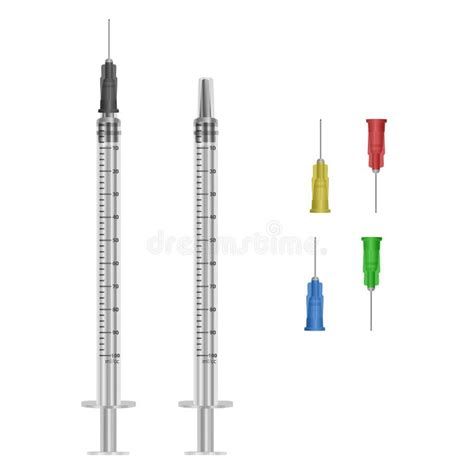 Insulinespuit 0 5 Ml Met Diverse Kleurhypodermale Naalden Op Witte