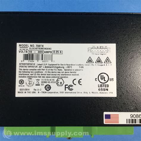 N Tron 708TX Ethernet Switch Managed 8 Copper 10 30VDC 0 25A IMS