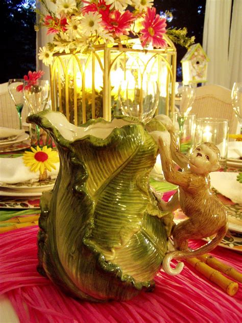 Hawaiian or Tropical Table Setting Tablescape