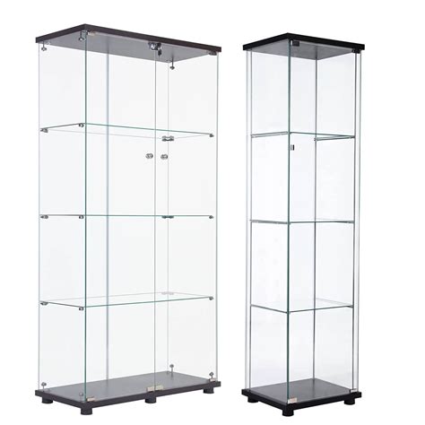 Holaki 4 Shelf Glass Display Cabinet Set Curio Cabinet Collection Display Case With Doorandlocks