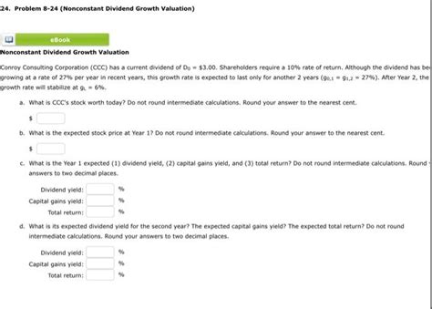 Solved Problem Nonconstant Dividend Growth Chegg