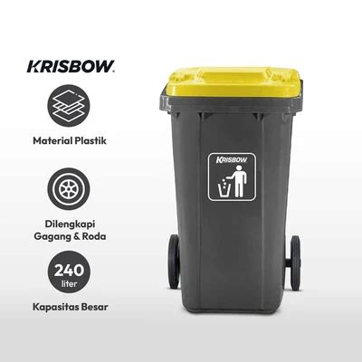 Jual Krisbow 240 Ltr Tempat Sampah Plastik New Eco Abu Abu Terbaru