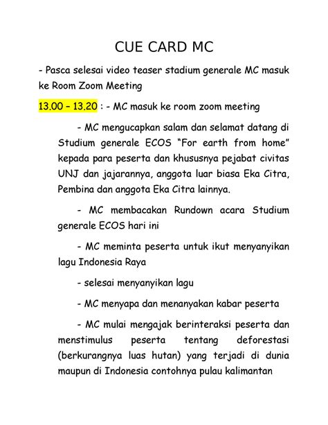 CUE CARD Association Public CUE CARD MC Pasca Selesai Video Teaser