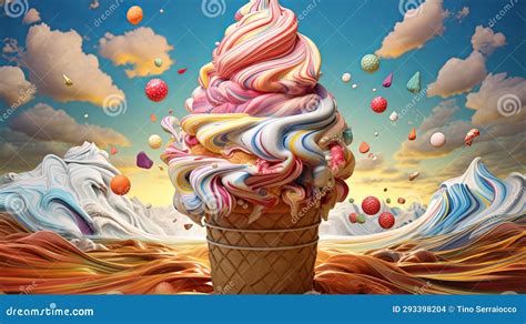 An Ice Cream Tornado That Is Very Colourful And Has Lots Of Chunks And