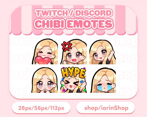 Blonde Hair Light Skin Twitch Emotes Set Twitch Discord Streamer