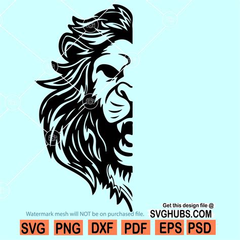 Lion Svg Mascot Cut File Cricut Clipart Silhouette Png Off