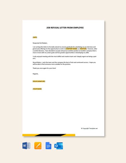 8 Free Refusal Letter Templates [edit And Download]