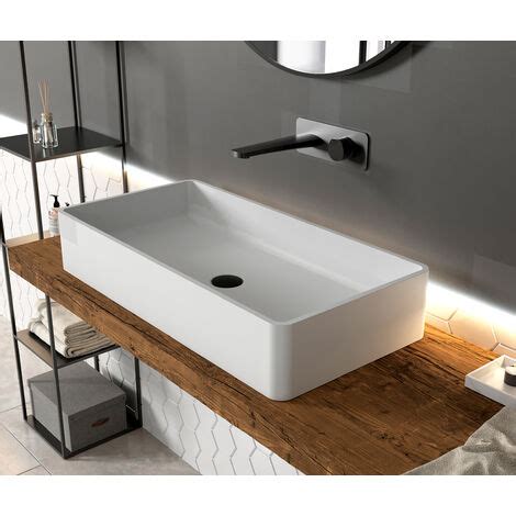 Lavabo Sobre Encimera En Resina Mineral Solid Stone Pb X X