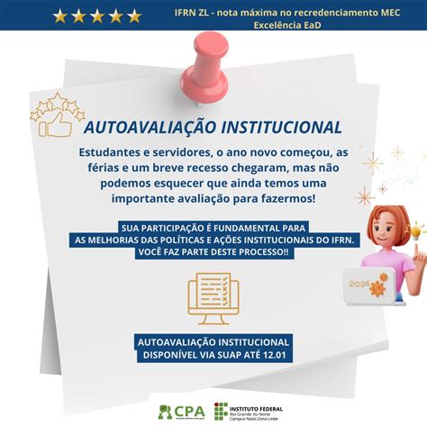 Participe da avaliação aberto o período de Autoavaliação Institucional