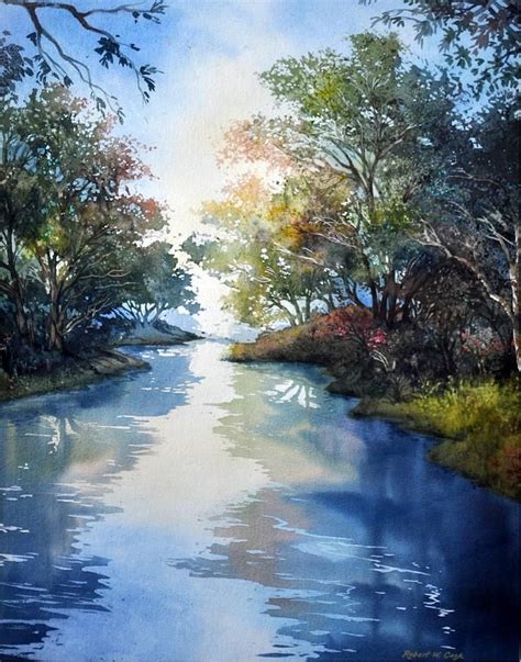 Blue Stream by Robert W Cook | Watercolor landscape paintings ...