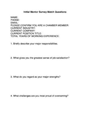 Fillable Online Initial Mentor Survey Form Fax Email Print Pdffiller