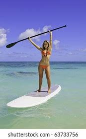 Girl Bikini On Stand Paddle Board Stock Photo Shutterstock