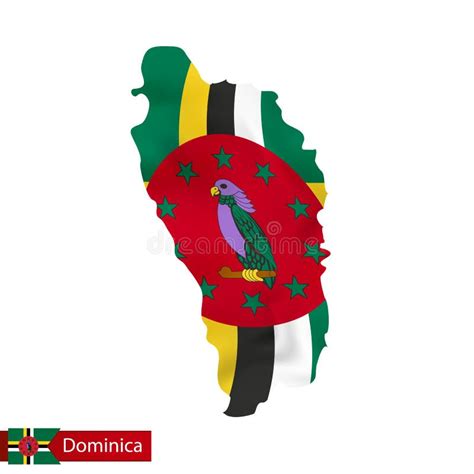 Dominica Map with Waving Flag of Country. Stock Vector - Illustration of graphic, insignia ...