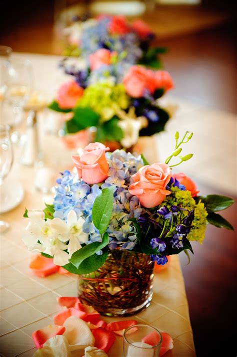 elegant real wedding with simple DIY details pretty spring centerpieces ...