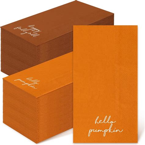 Amazon Whaline Happy Fall Guest Napkins Orange Brown Paper Napkins