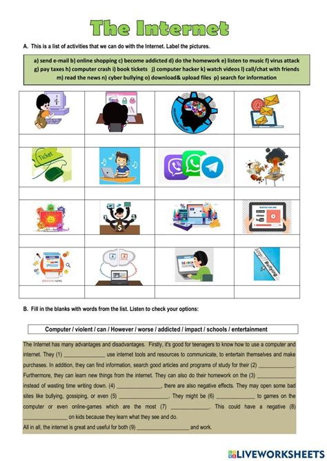 The Internet Vocabulary And Listening Worksheet Live Worksheets