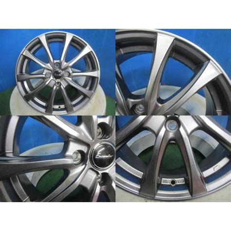 4本 中古 HOT STUFF Exceeder アルミホイール 16インチ 6J 45 100 4H アクア ヤリス ライズ ロッキー キューブ フィット e064 00060073