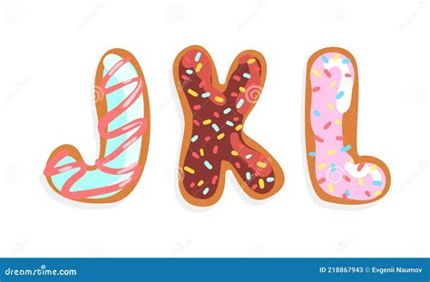 Jkl Cookie Alfabeto Letras Dulce Glazed Hornear Galleta Fuente Dibujos