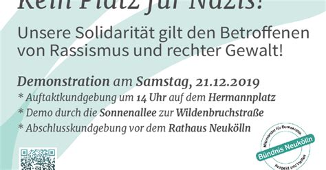 Demonstration Kein Platz für Nazis Solidarität mit den Betroffenen